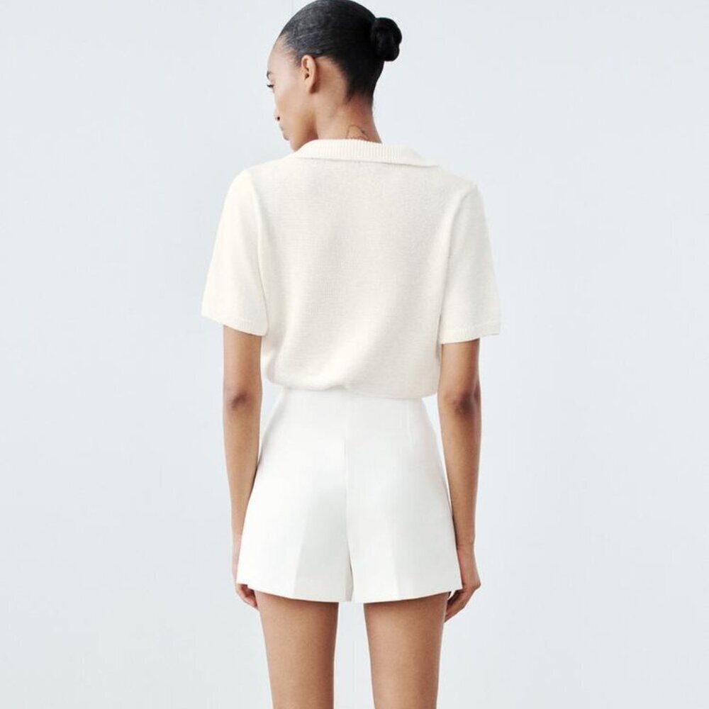 ZARA PLAIN KNIT POLO NECK TOP SIZE S 3991 046 712